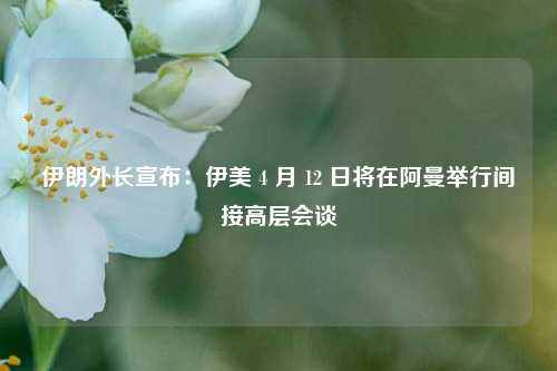 伊朗外长宣布：伊美 4 月 12 日将在阿曼举行间接高层会谈